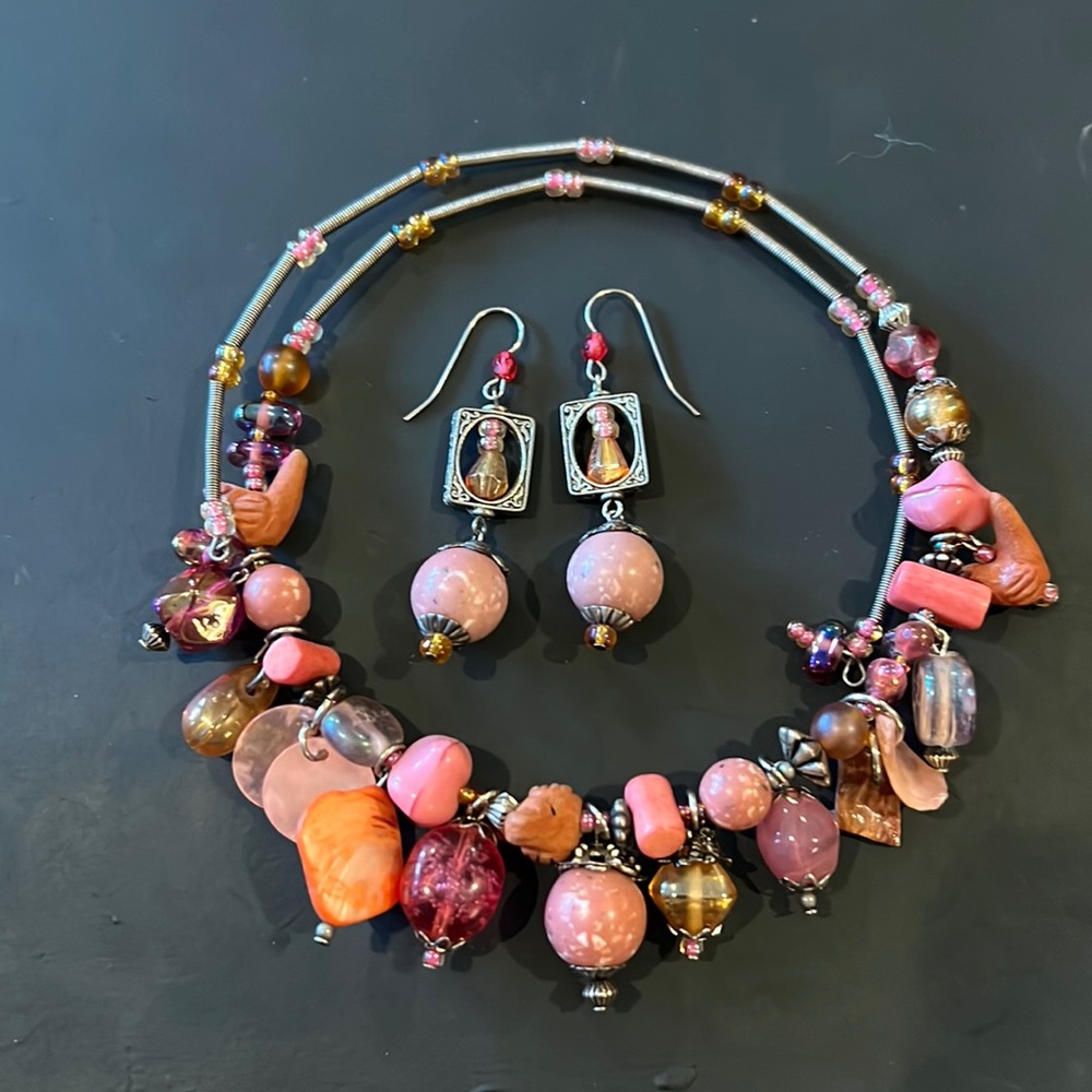 Beaded Necklace and Earrings
